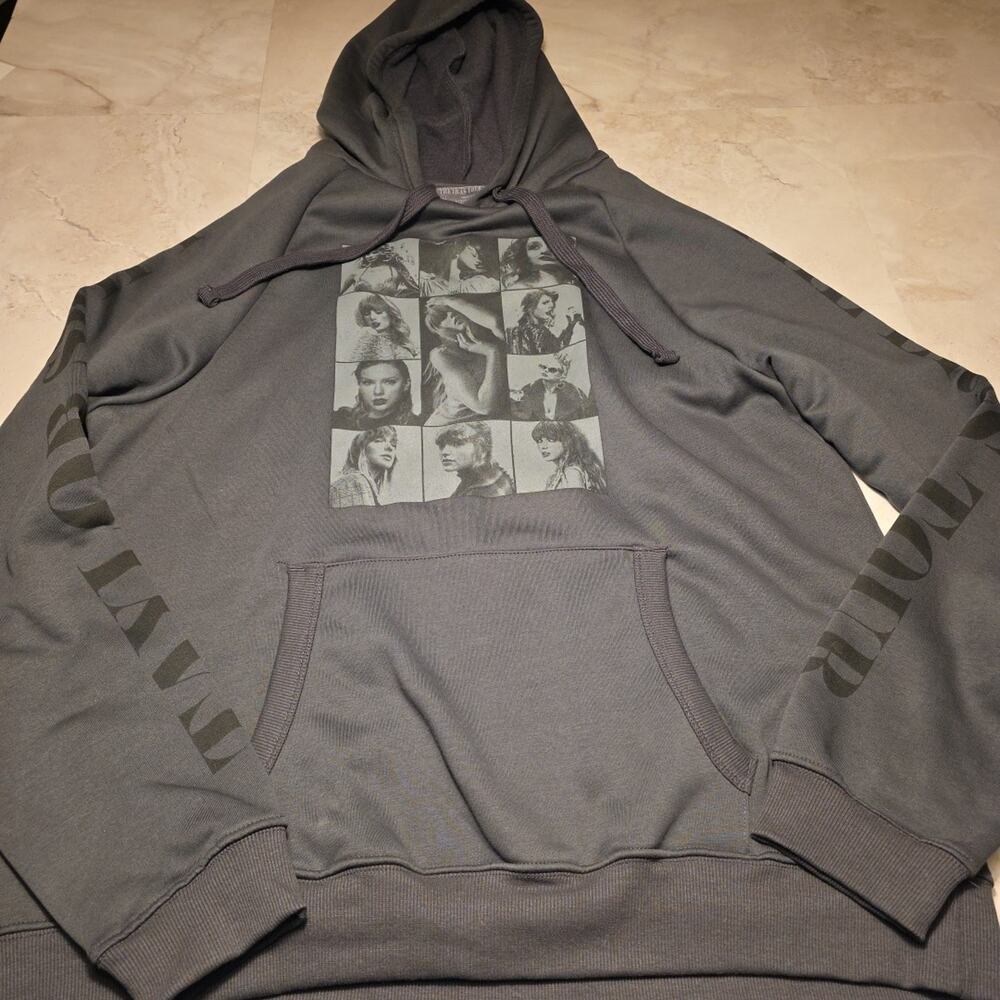 Taylor Swift Hoodie Adult Large Gray 23-24 The Eras Tour Concert Collage